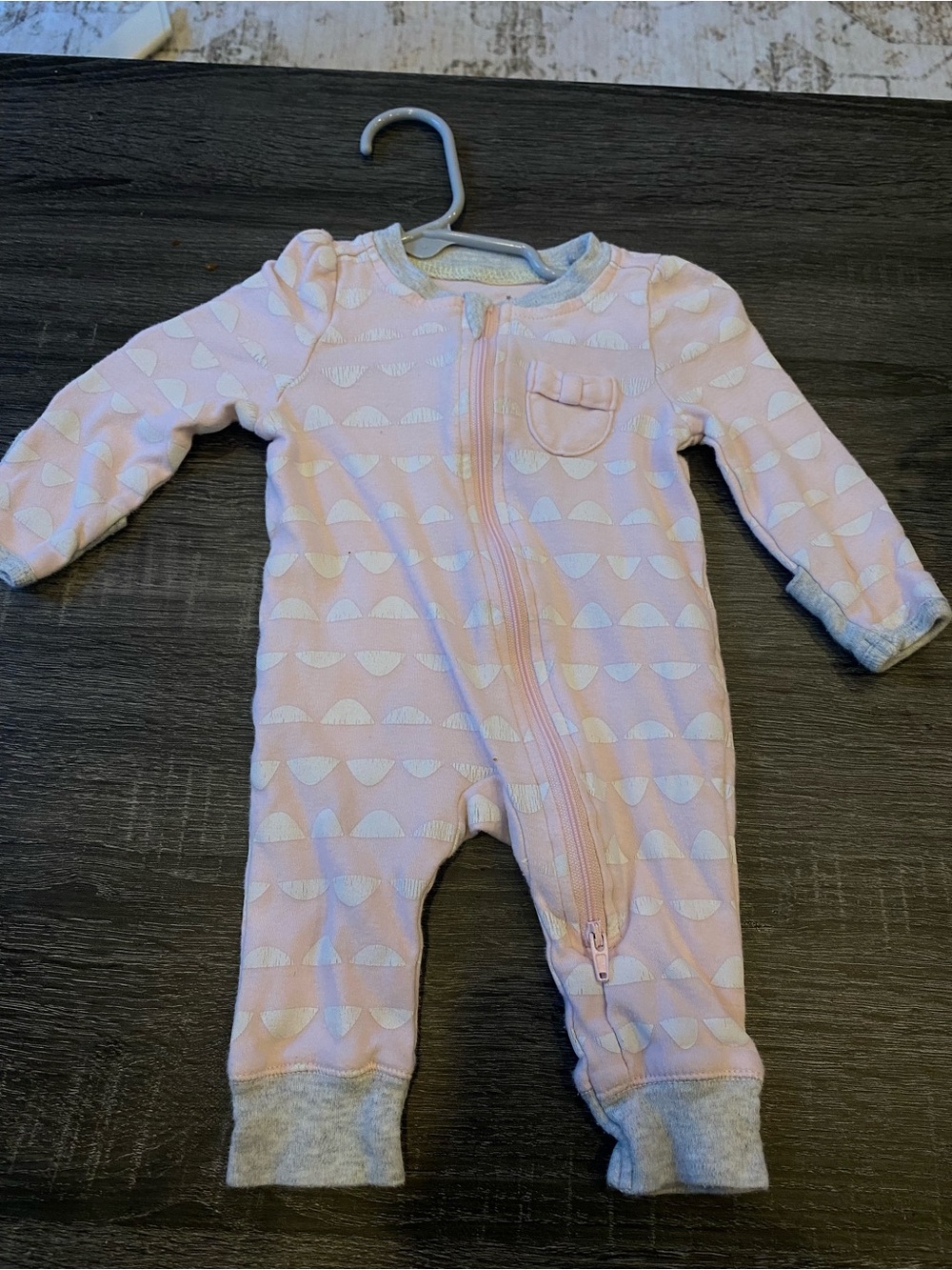 cloud island Pink Zip-Front Baby One-Piece with White Semicircles